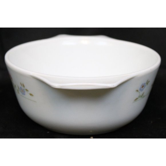 Vtg Pyrex England Cinderella Casserole Dish Handle Bowl Flowers Forget Me Nots - Picture 3 of 9